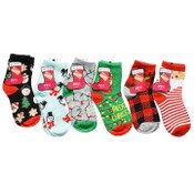 Wholesale - 1pk GIRLS CREW X-MAS SOCKS 6-8 SIZE C/P 180, UPC: 731351206253